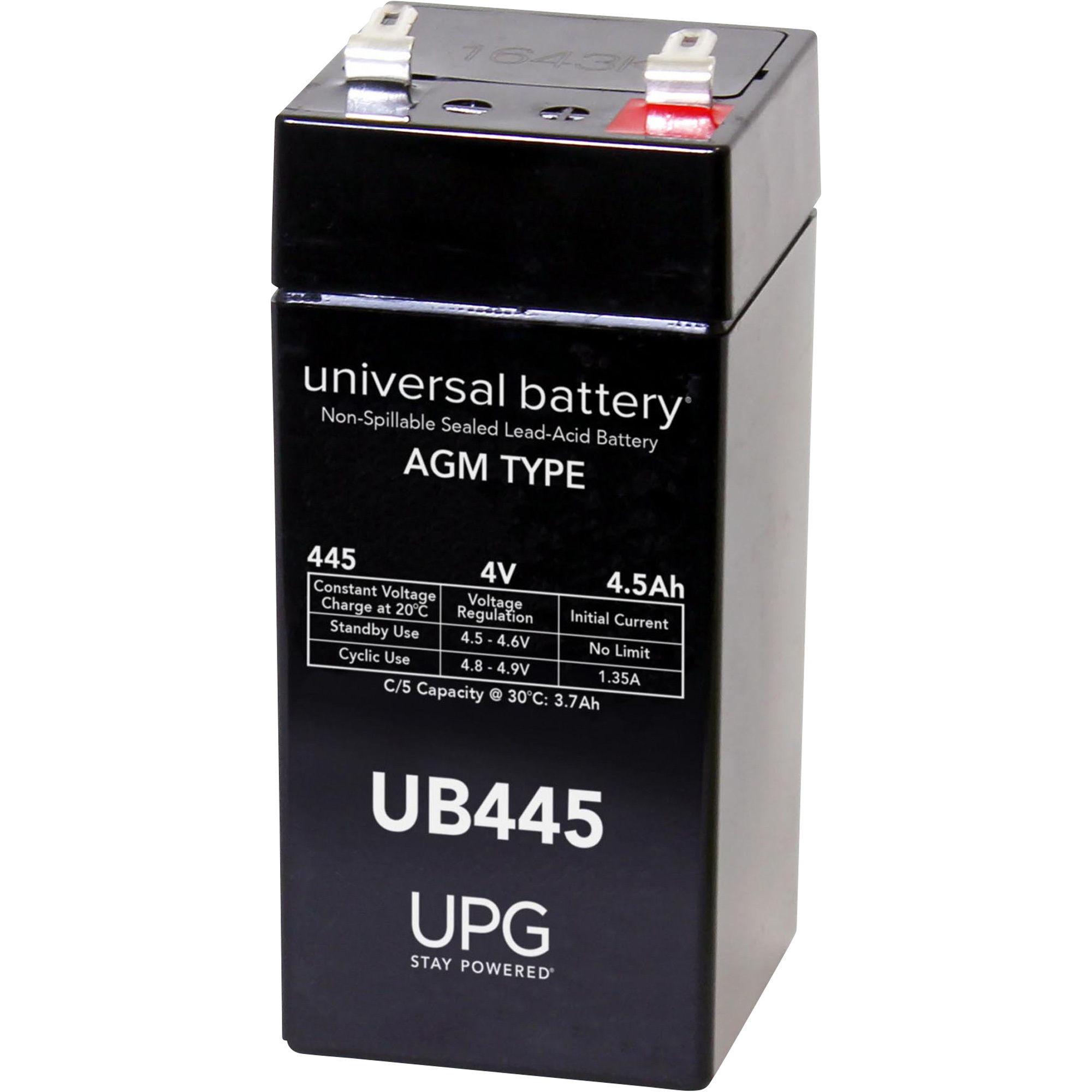 UPG Universal Sealed Lead-Acid Battery, AGM-type, 4V, 4.5 Amps, Model# UB445